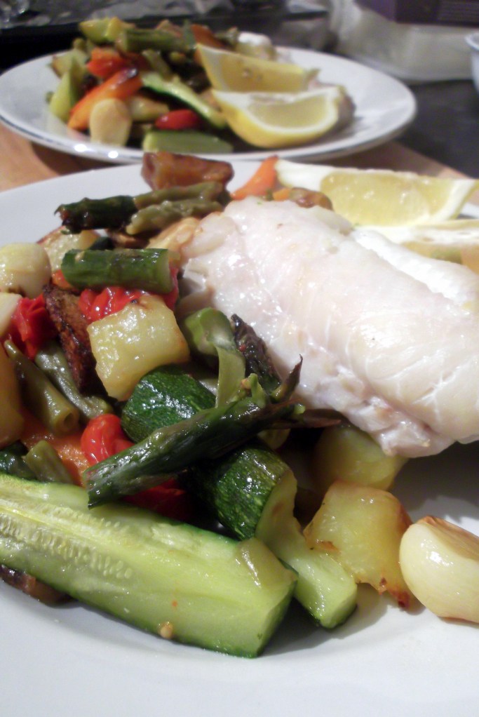 Oven Roasted Vegetables with Cod Fillet – Chica Andaluza
