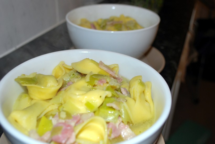 Tortelloni with Leek & Bacon Broth (2)