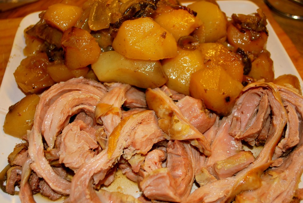 Very Slow Cooked Lamb Breast with Onions, Anchovies and Potatoes